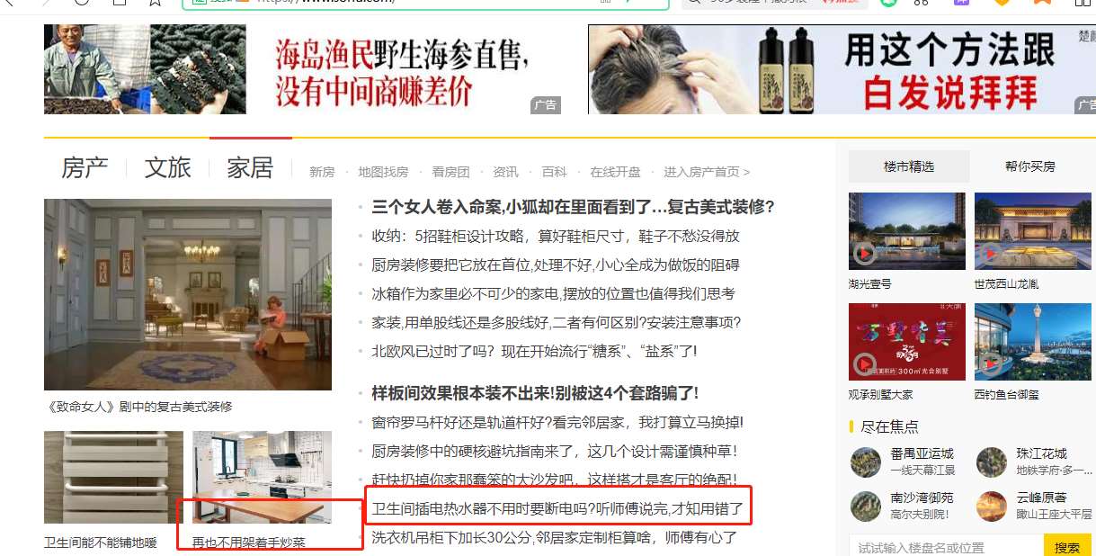 搜狐大首页家居文字链